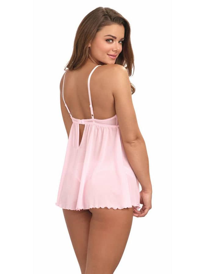 DREAMGIRL ΣΕΤ BABYDOLL ΡΟΖ ΜΕ ΚΕΝΤΗΜΑ ΣΤΟ ΣΤΗΘΟΣ - Image 2