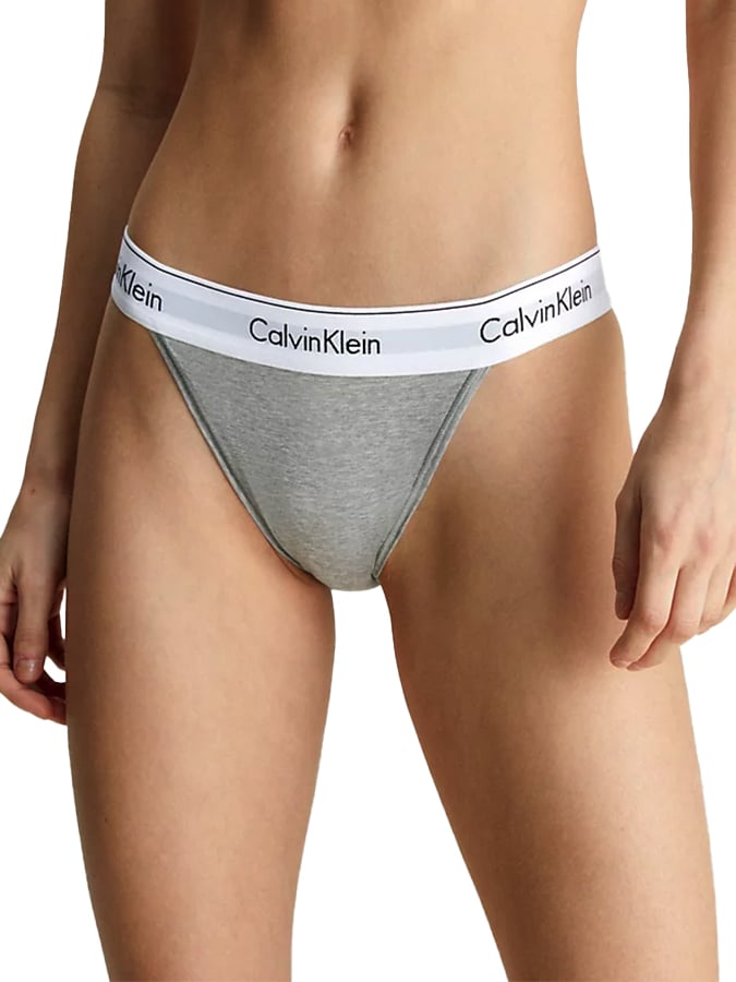 CALVIN KLEIN ΓΚΡΙ ΓΥΝΑΙΚΕΙΟ ΣΛΙΠ HIGH LEG TANGA (COTTON) - Image 2
