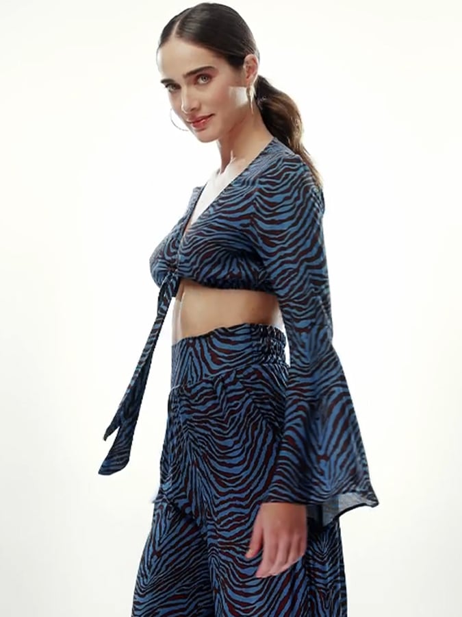 LIDA TOP ΜΠΛΕ ZEBRA ΜΟΤΙΒΟ - Image 3