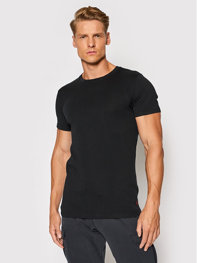 POLO RALPH LAUREN ΑΝΔΡΙΚΑ T-SHIRT STRETCH COTTON 2-PACK ΜΑΥΡΑ ΜΕ ΛΑΙΜΟΚΟΨΗ - Image 2