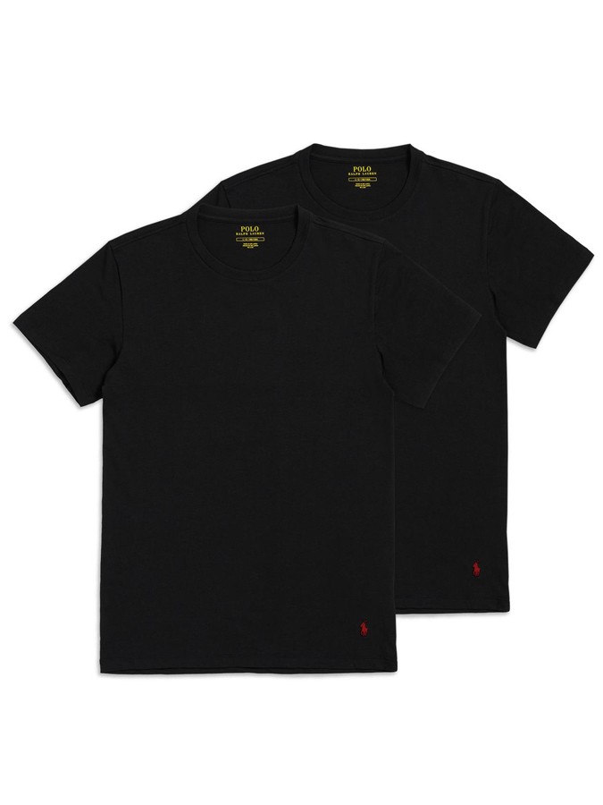 POLO RALPH LAUREN ΑΝΔΡΙΚΑ T-SHIRT STRETCH COTTON 2-PACK ΜΑΥΡΑ ΜΕ ΛΑΙΜΟΚΟΨΗ