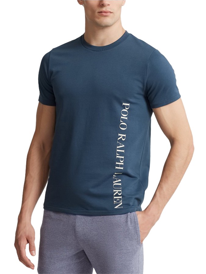 POLO RALPH LAUREN ΑΝΔΡΙΚΟ T-SHIRT ΜΠΛΕ ΜΕ ΛΑΙΜΟΚΟΨΗ