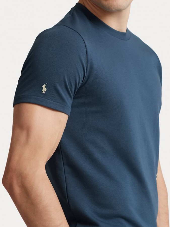 POLO RALPH LAUREN ΑΝΔΡΙΚΟ T-SHIRT ΜΠΛΕ ΜΕ ΛΑΙΜΟΚΟΨΗ - Image 3