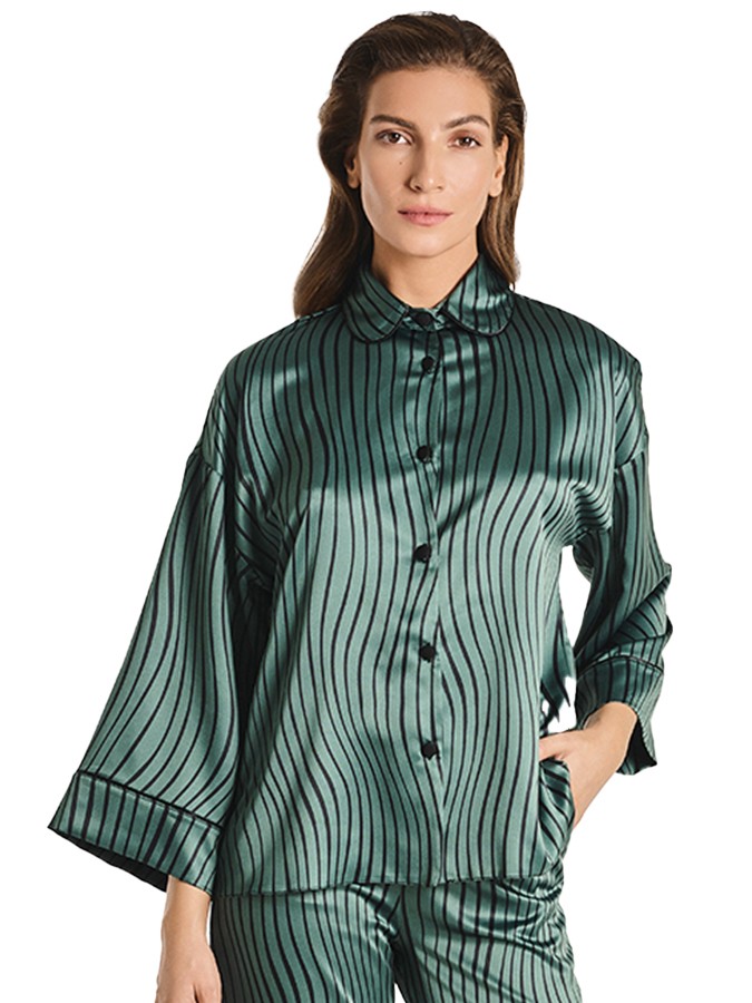 LIDA HOMEWEAR ΓΥΝΑΙΚΕΙΟ ΣΕΤ ΣΑΤΕΝ ΠΥΤΖΑΜΕΣ WAVY PRINT - Image 3