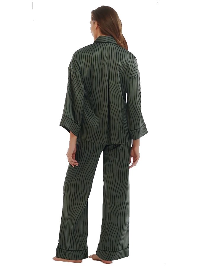LIDA HOMEWEAR ΓΥΝΑΙΚΕΙΟ ΣΕΤ ΣΑΤΕΝ ΠΥΤΖΑΜΕΣ WAVY PRINT - Image 2