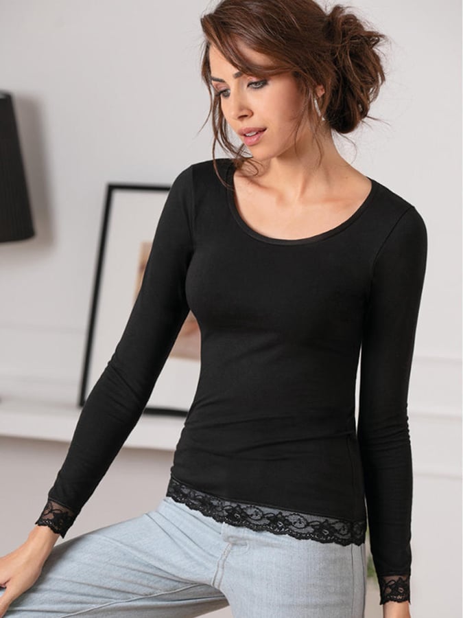 COTONELLA ΓΥΝΑΙΚΕΙΟ T-SHIRT ΒΑΜΒΑΚΕΡΟ ΜΕ ΔΑΝΔΕΛΑ - Image 2