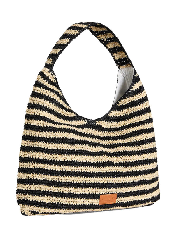 SEAFOLLY ΤΣΑΝΤΑ RAFFIA STRIPE TOTE BAG BEIGE/BLACK