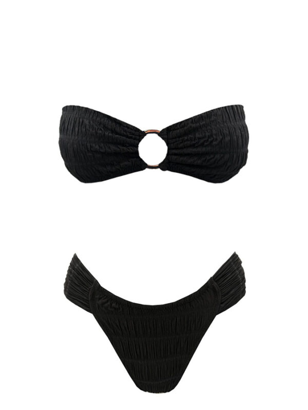 EMMA SWIMWEAR ΣΕΤ BIKINI CRINKLED STRAPLESS ΜΑΥΡΟ