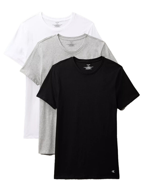 CALVIN KLEIN ΑΝΔΡΙΚΑ T-SHIRT ΓΚΡΙ - ΛΕΥΚΟ - ΜΑΥΡΟ (3PACK)