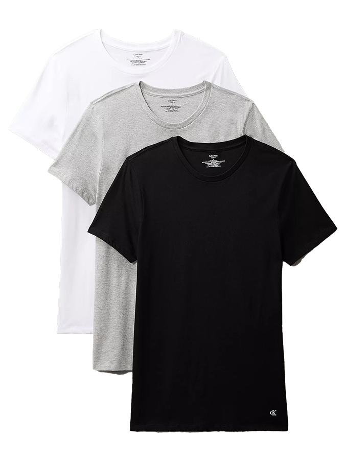 CALVIN KLEIN ΑΝΔΡΙΚΑ T-SHIRT ΓΚΡΙ - ΛΕΥΚΟ - ΜΑΥΡΟ (3PACK)