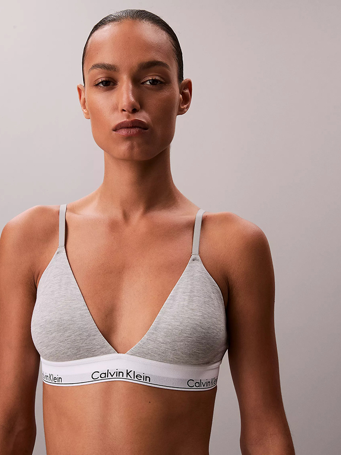 CALVIN KLEIN ΓΥΝΑΙΚΕΙΟ ΤΡΙΓΩΝΙΚΟ BRALETTE ΓΚΡΙ - Image 4