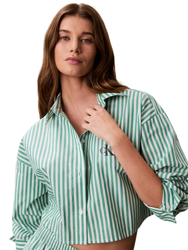 CALVIN KLEIN ΓΥΝΑΙΚΕΙΟ CROP ΡΙΓΕ ΠΟΥΚΑΜΙΣΟ ΠΟΠΛΙΝΑ