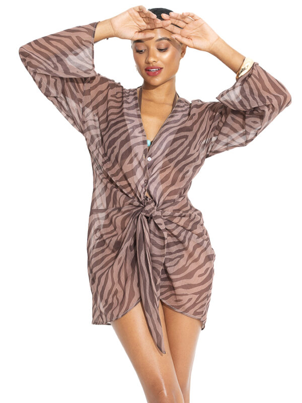 BLUEPOINT 'CHOCO LOVERS' KONTO KIMONO ΜΕ V ΛΑΙΜΟΚΟΨΗ