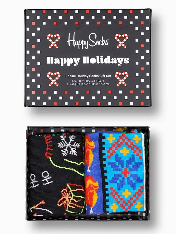 HAPPY SOCKS UNISEX ΚΑΛΤΣΕΣ 'HO HO HO' (2 ΖΕΥΓΑΡΙΑ ΣΕ ΣΥΣΚΕΥΑΣΙΑ ΔΩΡΟΥ