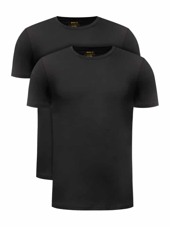 POLO RALPH LAUREN ΑΝΔΡΙΚΑ T-SHIRT COTTON 2-PACK ΜΑΥΡΑ ΜΕ ΛΑΙΜΟΚΟΨΗ