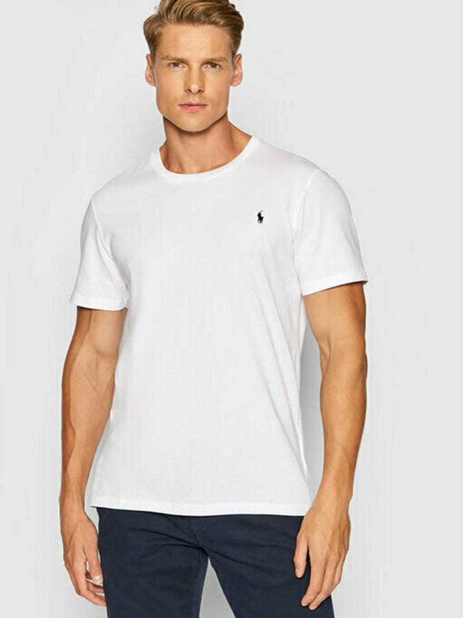 POLO RALPH LAUREN ΜΠΛΟΥΖΑΚΙ ΛΕΥΚΟ ΜΕ ΛΑΙΜΟΚΟΨΗ CREWNECK 100% COTTON