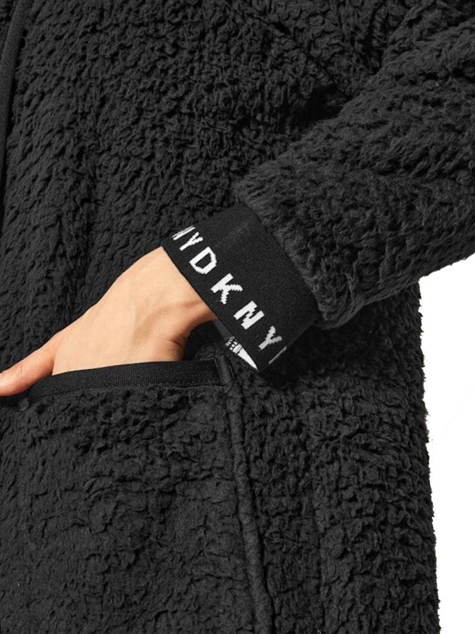 DKNY Hooded Ζακέτα ή Ρόμπα μαύρη (χωρίς κουμπιά - φερμουάρ) - Image 3