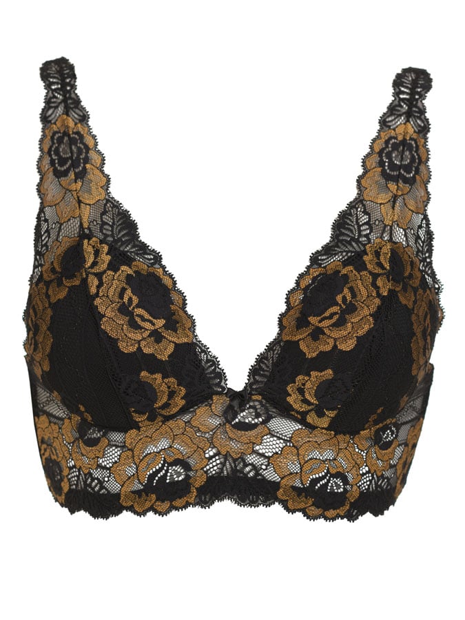 Miss rosy Bralette μαύρο χωρίς μπανέλα με χρυσή δαντέλα