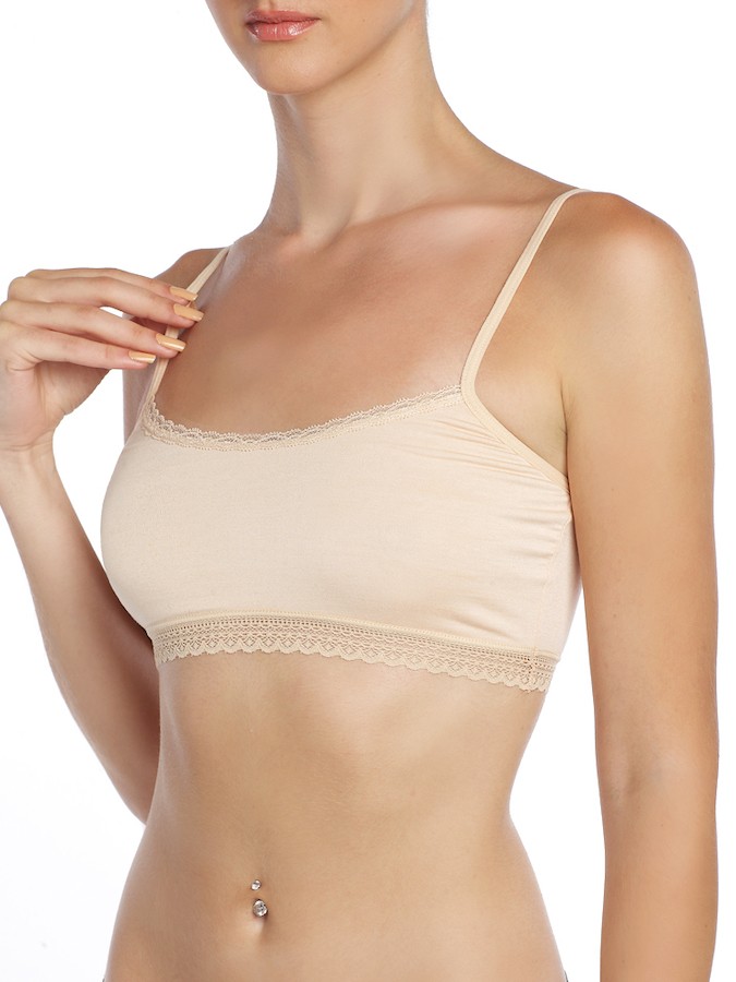 ΓΥΝΑΙΚΕΙΟ CROP TOP BRA ΔΑΝΤΕΛΑ/BAMBOO (Μπεζ ανοιχτό)